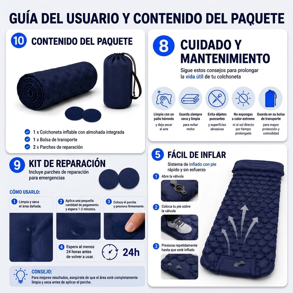 Colchoneta Camping Autoinflable Ligera