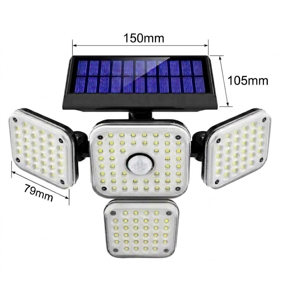 Lámpara Solar 3 Cabezas 192 LED Sensor